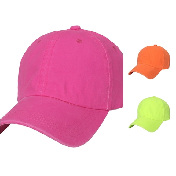 XIAOCHA Womens Solid Washed Baseball Cap Adjustable Hat Band Dad Hat,Hot Pink