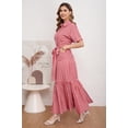 thumbnail image 3 of utcoco Women's 2026 Summer Casual Striped Button Down Maxi Dress Tie Waist Short Sleeve Shirt Dress with Pockets, 3 of 6