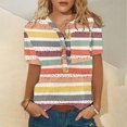 thumbnail image 2 of Mujer Verano Casual Manga Corta Camiseta Botón Cuello Redondo Jersey Blusa Tops OAVQHLG3B Store  lin121212, 2 of 5
