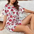 thumbnail image 4 of KLL Christmas Hat Print Pajama Set for Women Short Sleeve Sleepwear Pjs Soft 2 Piece Lounge Sleepwear Sets-4X-Large, 4 of 6