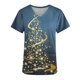 thumbnail image 3 of Blusa de Manga Corta, Cuello en V Impresión de Bolsillo Superior, Moda de la Mujer Casual Poliéster Blusa de Spandex, 3 of 5