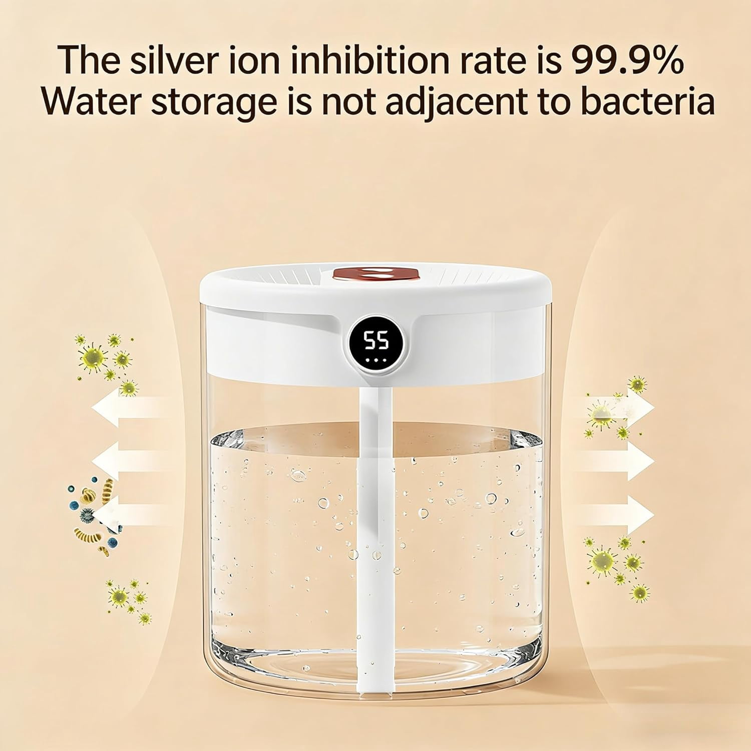 Dreamzy Humidifier for Large Room Cool Mist Bedroom Desktop Double Nozzle Cool Mist Humidifier with Night Light,Auto Shut-Off,No leakage Design