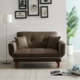 thumbnail image 1 of Canddidliike Convertible Upholstery Loveseat Modern Futon Sofa Bed w/Adjustable Angle in Brown, 1 of 8