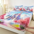 thumbnail image 3 of Feelyou Fairy Castle Full Size Sheets for Girls, Dreamy Rainbow Butterfly Bed Sheets, Princess Style Sheet Sets, 3 of 7