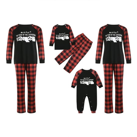 

JBEELATE Matching Family Pajamas Sets Christmas PJ s with Reindeer Printed and Plaid Pants Loungewear
