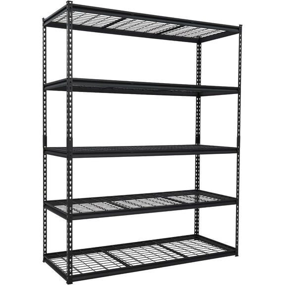 Garage Shelving, 5-Tier Heavy Duty Garage Shelving, 60" L x 24" W x 78" H Storage Shelves Adjustable Height, Metal Shelves for Garage Kitchen Pantry Basement Laundry, Easy Assemble
