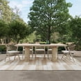 thumbnail image 7 of Pemberly Row 87" Travertine Beige Stripped Stone Outdoor Dining Table, 7 of 7