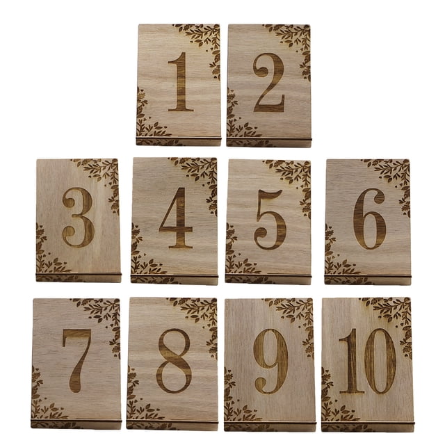 CIMAXIC Wedding 10pcs Decor Wooden Numbers 1-10 Rustic Table Numbers for Wedding Reception,5.31"X3.54"X1.97"