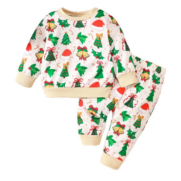 Toddler Toddler Skirt Set Baby Girls Autumn Baby Girl Outfit Thanksgiving Outfit Girl Mom And Matching Shoes Boys Girls Christmas Long Sleeve Cartoon Prints Pullover Tops T Shirt Pa White 18-24 Months