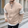 thumbnail image 2 of Telankuip Men's Lightweight Quarter Zipper Neck Sweatshirts Loose Fit Color-Block Long Sleeve Pullovers Casual Windbreaker Thermal Tops for Running Sports and Fitness Khaki XXXL, 2 of 5