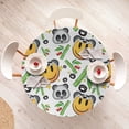 thumbnail image 4 of Ambesonne Emoji Fitted Round Tablecloth, Panda and Exotic Branches, 45"- 56" Diameter, Lime Green Grey Orange, 4 of 5