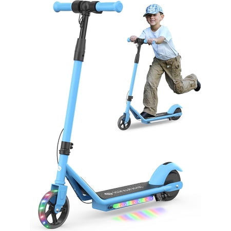 isinwheel S2 Electric Scooter for Kids Ages 6-14, 150W Motor Up to 10MPH Escooter for Teens with Lights, Adjustable Height & Double Brake Kids Electric Scooter for Boys and Girls