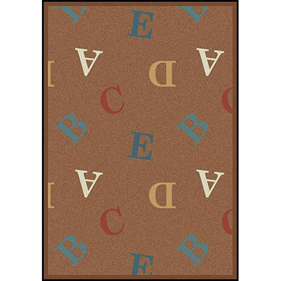 Joy Carpets 1728D-01 Playful Patterns Love Letters Rectangle Childrens Area Rugs 01 Antique - 7 ft. 8 in. x 10 ft. 9 in.