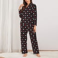 thumbnail image 3 of Bingfone Womens Pajama Sets Red And White Polka Dots Print,Long Sleeve Loungewear Pajamas Set-Large, 3 of 9