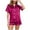 Hot Pink, variant on Womens Silk Satin Pajamas Short Sleeve Sleepwear Solid Half V Neck Button Down Soft Loungewear 2 Piece Pjs Shorts Set Yellow M