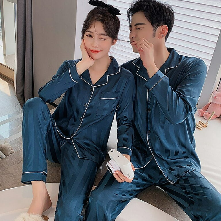 QWZNDZGR Winter Pajamas For Couples High-quality Light Luxury Cotton Men  Pajama Sets Long sleeve Sleepwear Fashion Male Loungewear Sleep