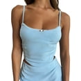 thumbnail image 3 of KelaJuan Women Tops Skirt Suit, Sleeveless Off Shoulder Vest Sling Crop Shirt + Short Skirt Outfit, 3 of 6
