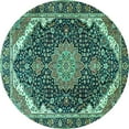 thumbnail image 1 of Ahgly Company Machine Washable Indoor Round Medallion Turquoise Blue Traditional Area Rugs, 7' Round, 1 of 4