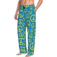 thumbnail image 3 of Mens Pajama Pants - Soft Sleep & Lounge Pants for Men, golden peace sign Flag blue Cuteness Casual PJ Bottoms Pants with Pockets, 3 of 5
