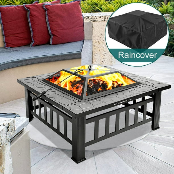 32 Wood Burning Fire Pit Tables, Patio Set With Fire Pit And Umbrella