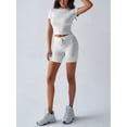 thumbnail image 4 of Womens Two Piece Lounge Sets Casual Summer Outfits 2 Piece Short Matching Clothing Set White Flower Ash S, 4 of 8