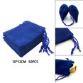 thumbnail image 3 of 50x Bolsas pequeñas de terciopelo con cordón Yinane para dulces de boda 10x12cm, 3 of 8