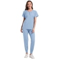 thumbnail image 1 of Ensemble de Blouses Médicales pour Femmes 2 Pcs, Uniforme d'Infirmière Extensible pour Jogging, Hauts Confortables et Pantalons Fuselés, 1 of 5