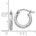 thumbnail image 3 of Primal Silver Sterling Silver Rhodium-plated 2mm Satin and Diamond-cut Hoop Earrings, 3 of 5