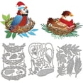 thumbnail image 1 of Troqueles de corte de metal con diseño de loro navideño, plantilla para manualidades con temática de aves, plantilla para repujado de nido de pájaro en metal, 1 of 7