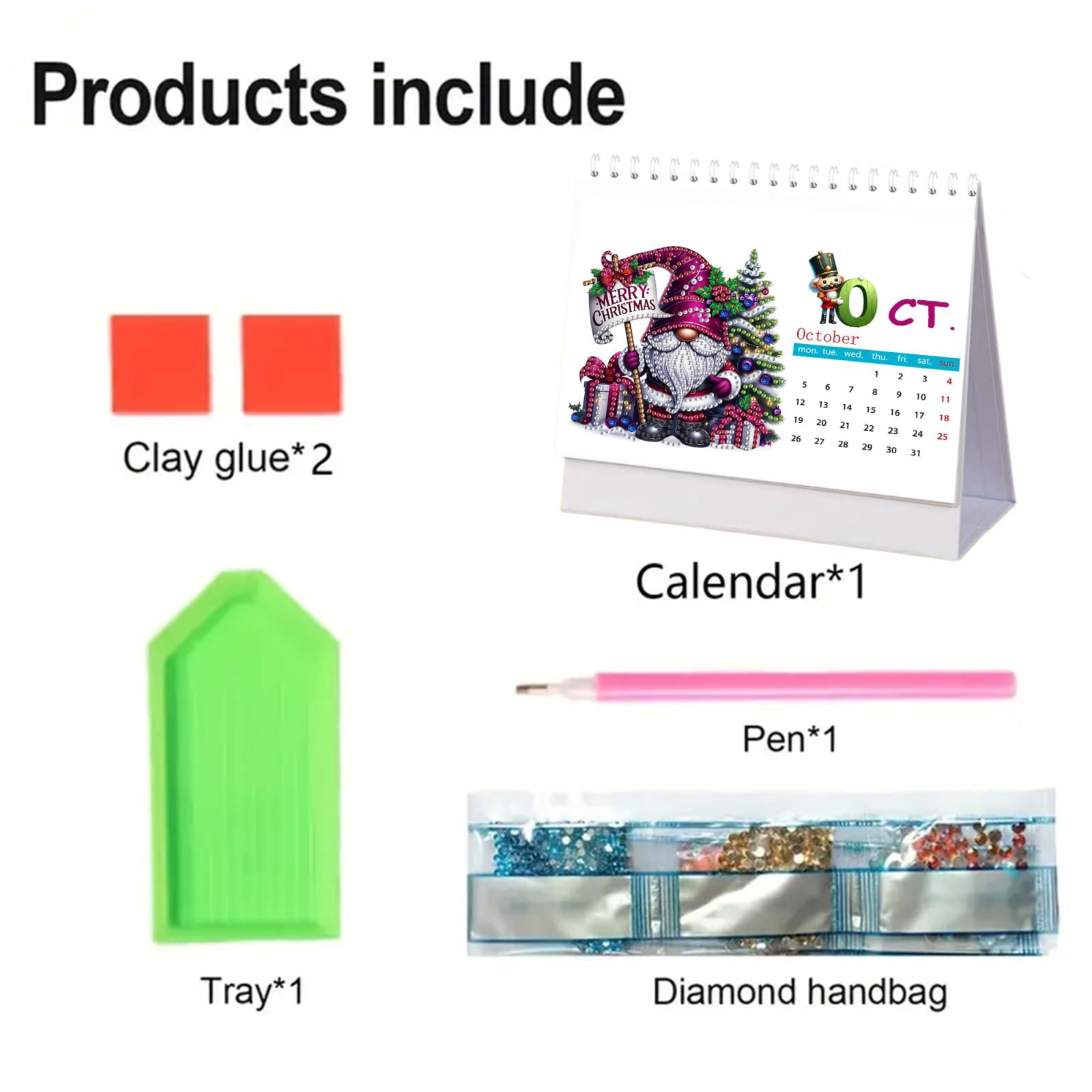 FLOPESN 2026 DIY Diamond Art Painting Desk Calendar,Thick Paper Monthly Flip Tabletop Calendar with To Do List for Home Office Planning-Goblin