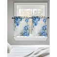thumbnail image 5 of Blue Flower Spring Tier Curtains 24 Inch Length,Sheer Curtains for Bedroom Living Room Window Rose Leaves Garden Pastoral Retro Rod Pocket Drapes Kitchen Curtains Small Half Window 27.5"x24" 2 Panels, 5 of 6