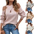 thumbnail image 1 of TRKIYQC Suéteres con Hombros Descubiertos para Mujer, Suéteres de Punto Halter Cruzados de Color Sólido de Manga Larga TRKIYQC moda, 1 of 10