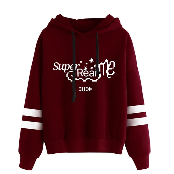 ILLIT merch Super Real Me hooded drawstring pocketless sweatshirt men/women kpop pullover