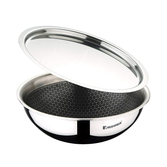 Hitech Triply Stainless Steel Tasra Or Tasla With Stainless Steel Lid, 20 Cm, 1.5 Liters | Induction Base, Food Safe - PFOA Free, 2 Years Warranty, Silver - Scratch Resistant Non Stick