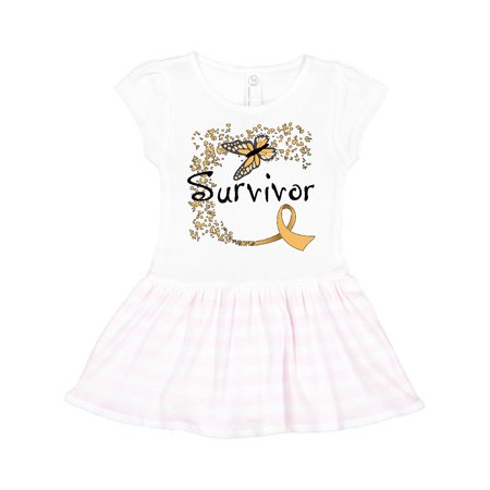 

Inktastic Childhood Cancer Survivor- butterfly ribbon Gift Toddler Girl Dress