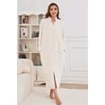thumbnail image 2 of Heartnice Women Plush Zipper Robe, Long Fleece House Coat Nightgown with Pockets Solid Bathrobe （White, L/XL）, 2 of 5