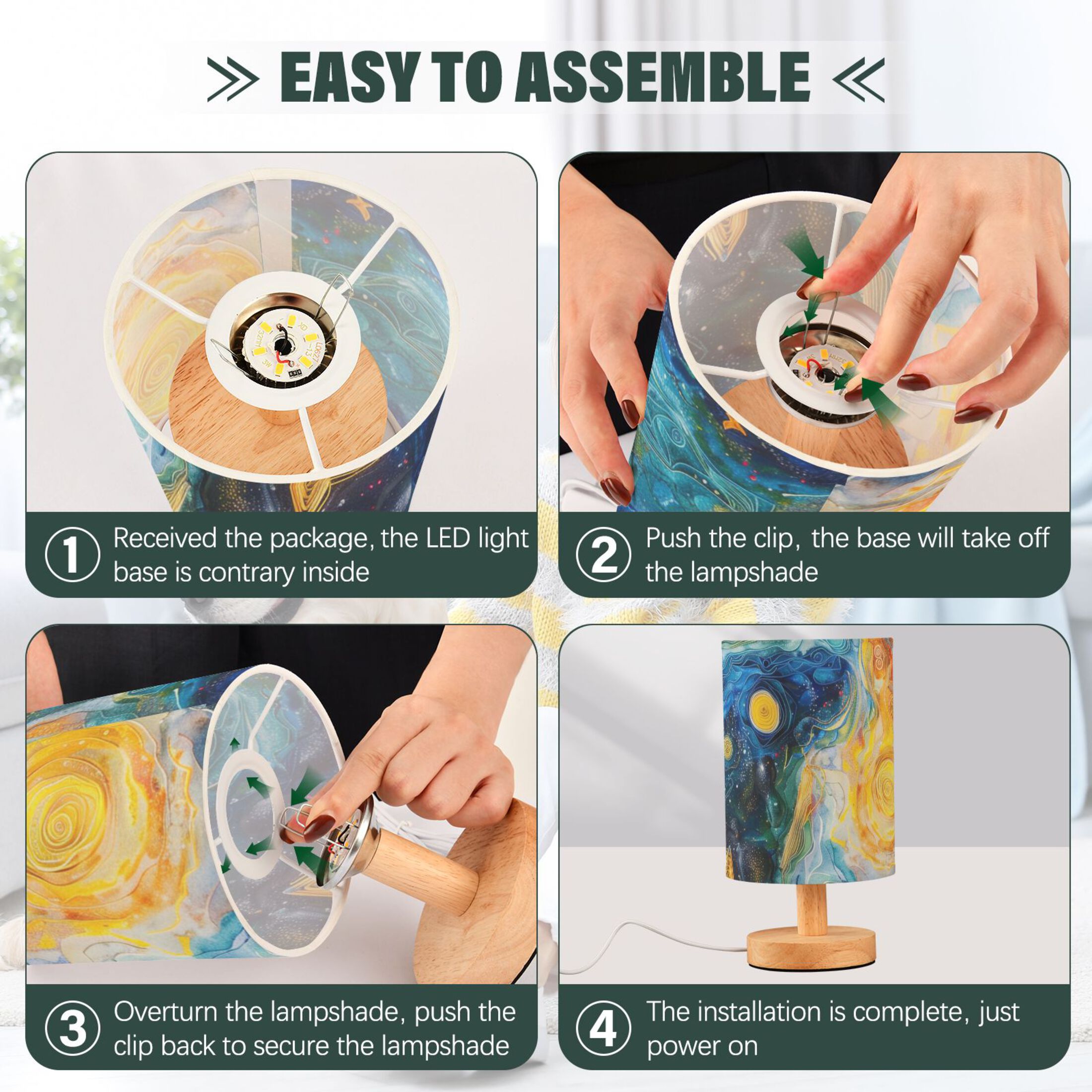 Starry Night Oil Painting Table Lamp with USB Port LED Warm Light Lamp Night Light Home Decor