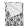 thumbnail image 2 of East Soft Flannel Fleece Throw Blanket, Sketch Style Lotus and Carp Koi Fish Japanese of Friendship Monochrome, Cozy Plush for Indoor and Outdoor Use, 60" x 80", Grey Black White, by Ambesonne, 2 of 5
