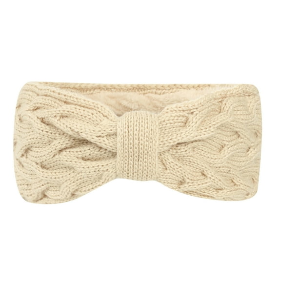 Odeerbi Headbands for Women Trendy Keep Warm Winter Foldable Solid Knit Thick Headwraps Beige