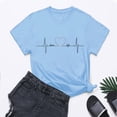 thumbnail image 5 of Duoif T Shirts for Women Ladies Spring Summer Solid Color Printed Casual Comfortable Women's Tops Short Sleeve Tops Spring Tops for Women Light Blue S, 5 of 6