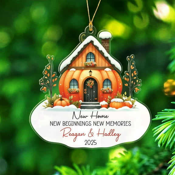 House Shaped Ornament 2025, 1st Christmas in Our New Home Gift for Men Women, Beginnings Memories Custom Name/Date Xmas Ornament for Housewarming