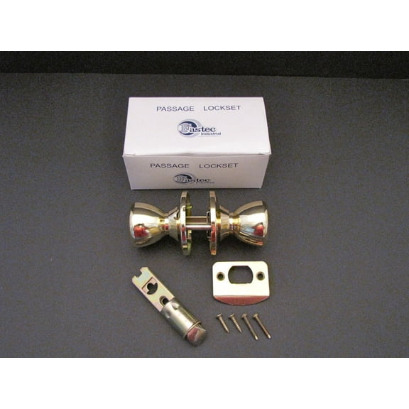 Mobile Home Door Knob Polished Brass Interior Door handle. Passage Non-Locking.