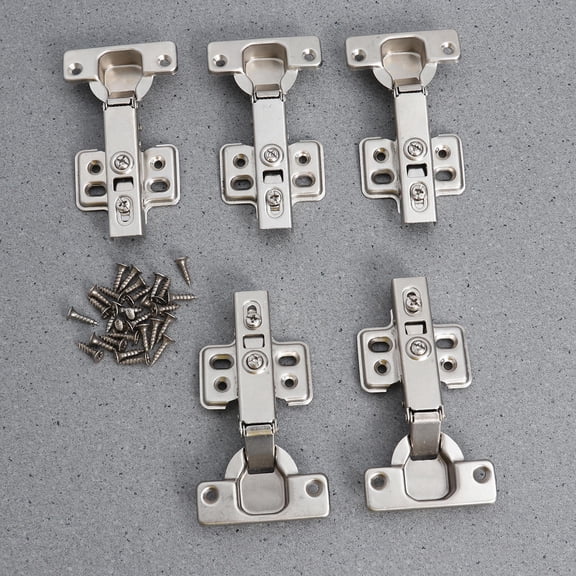 NIYANGLE 5Pcs Plated Silver Stainless Steel Hinges Heavy Duty Hydraulic Furniture Concealed Door Use