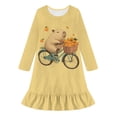 thumbnail image 4 of FUIALDOLG Children Sleepwear Funny Capybara Nightie Nightdress for Little Girl Winter Long Sleeve Nightwear Pjs A Line Dress Party Outfits,Age 7-8, 4 of 6