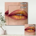 thumbnail image 4 of Designart ' Woman Lips Close-Up With Red Lipstick, Gold Paint ' Modern Canvas Wall Art Print, 4 of 4