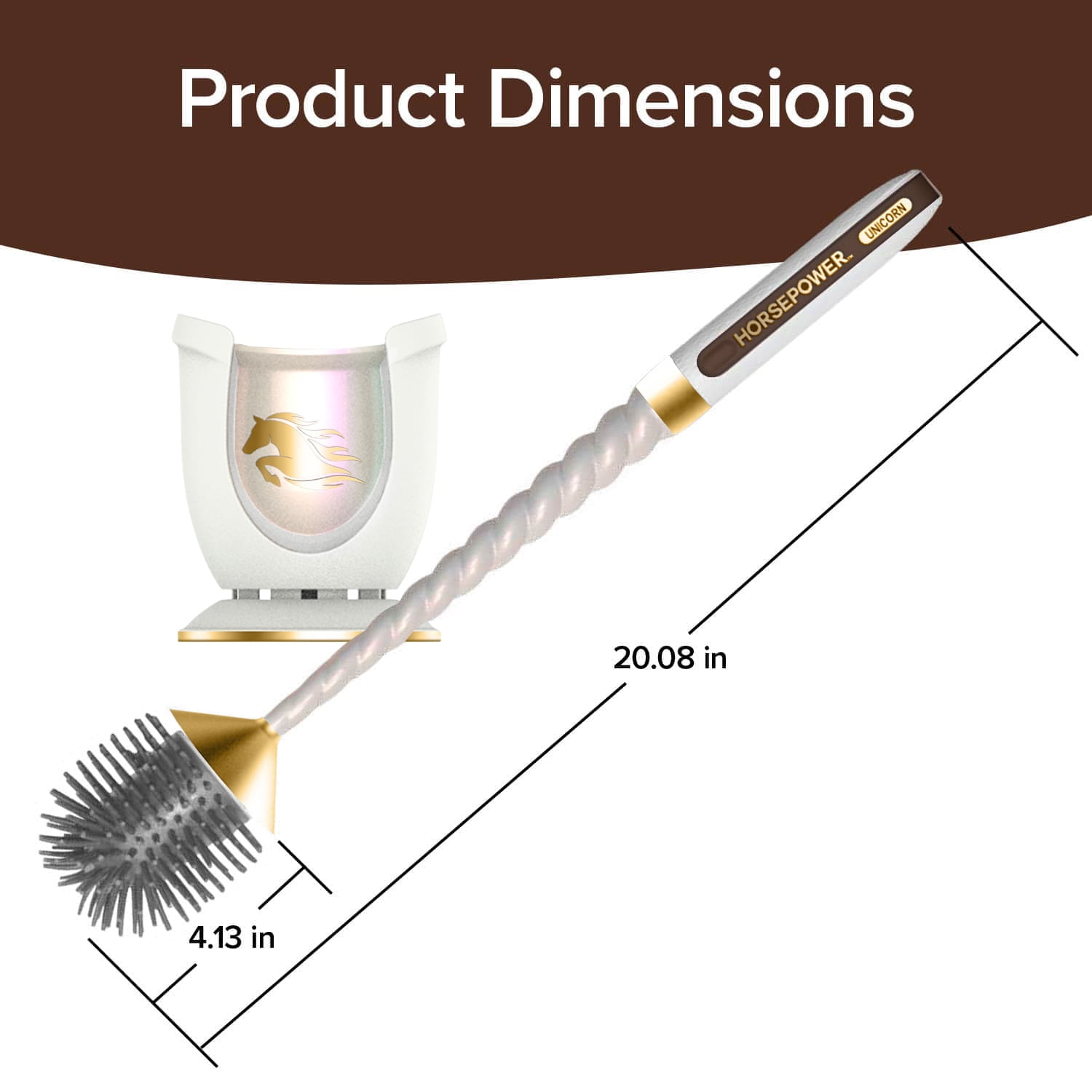 Horsepower Original, AS SEEN ON TV, Motorized Toilet Brush, Powerful Spinning Action, 360 Degree Cleaning Power, Flexible Silicone Bristles, Eliminate Stains & Residue, No Scrubbing,Rechargeable