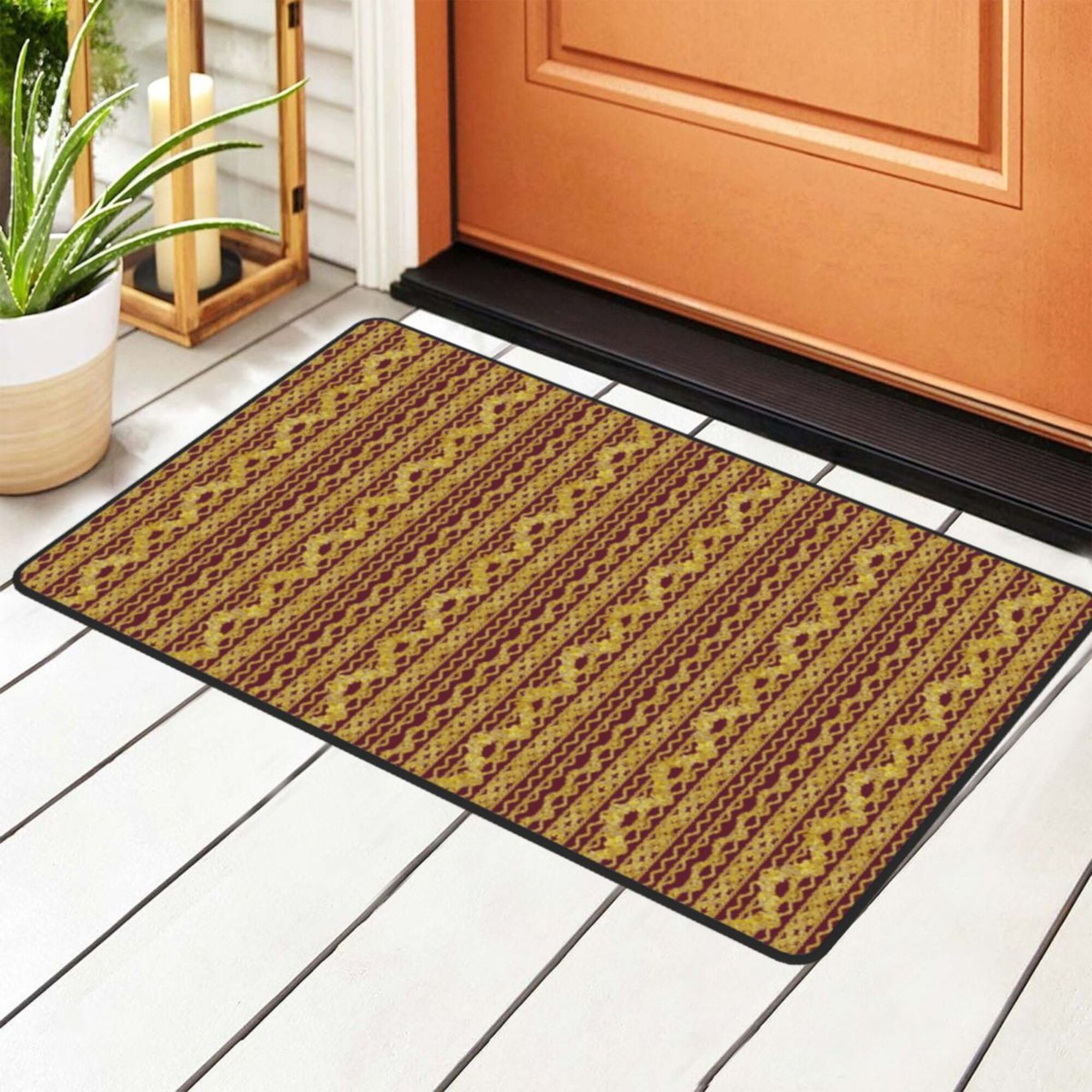 Ethnic Stripes Rugs Doormat, Non-Slip Machine Washable Carpets Floor ...