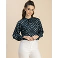 thumbnail image 3 of Moomaya Long Sleeve Printed Georgette Shirt - Women's Trendy Tie Up Neck Shirt, 3 of 9