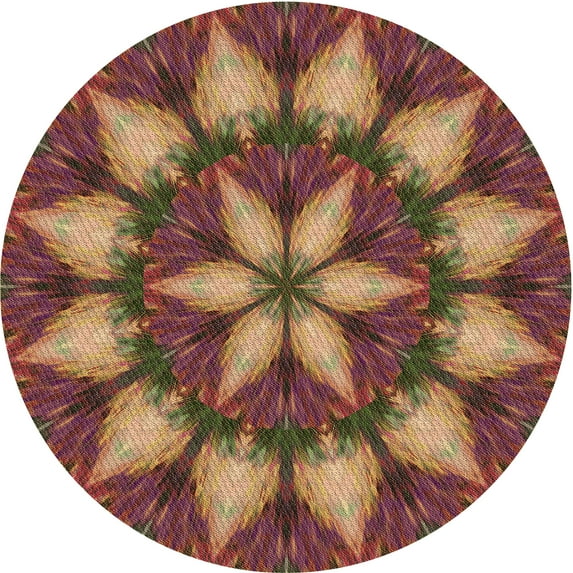 Ahgly Company Machine Washable Indoor Round Transitional Bronze Brown Area Rugs, 7' Round