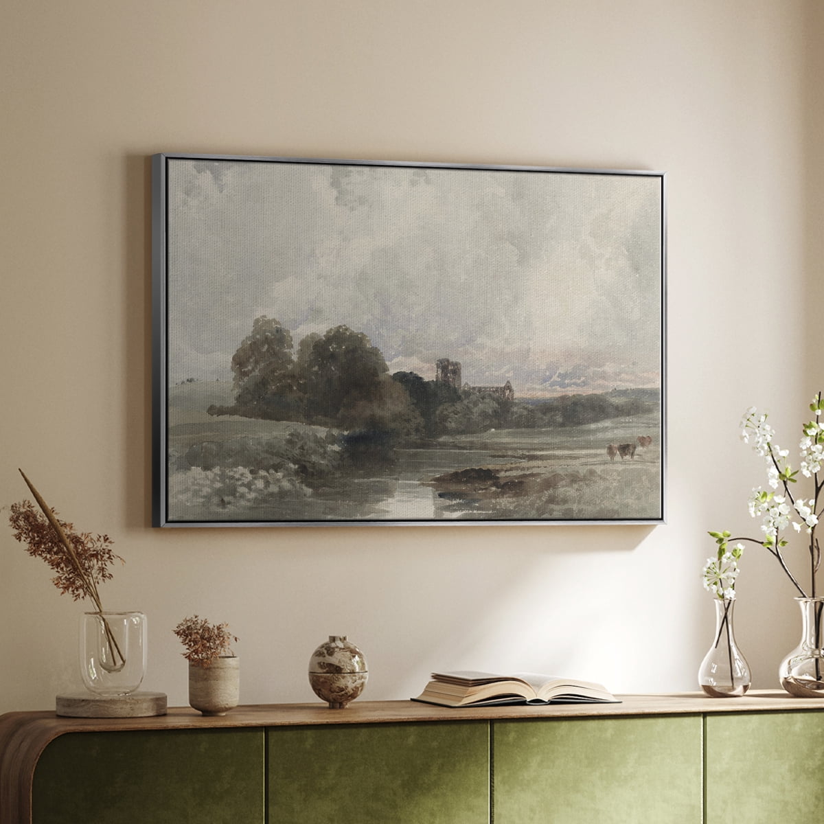 Vintage Landscape-XXXIX By Wexford Home Framed in Silver Wood Gallery Wrapped Canvas 17 in. x 25 in.